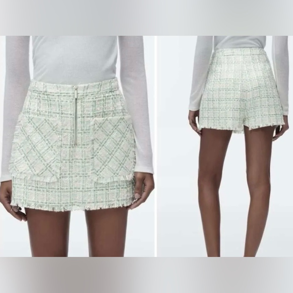 Zara Skort Tweed Mini Skirt Size Small
